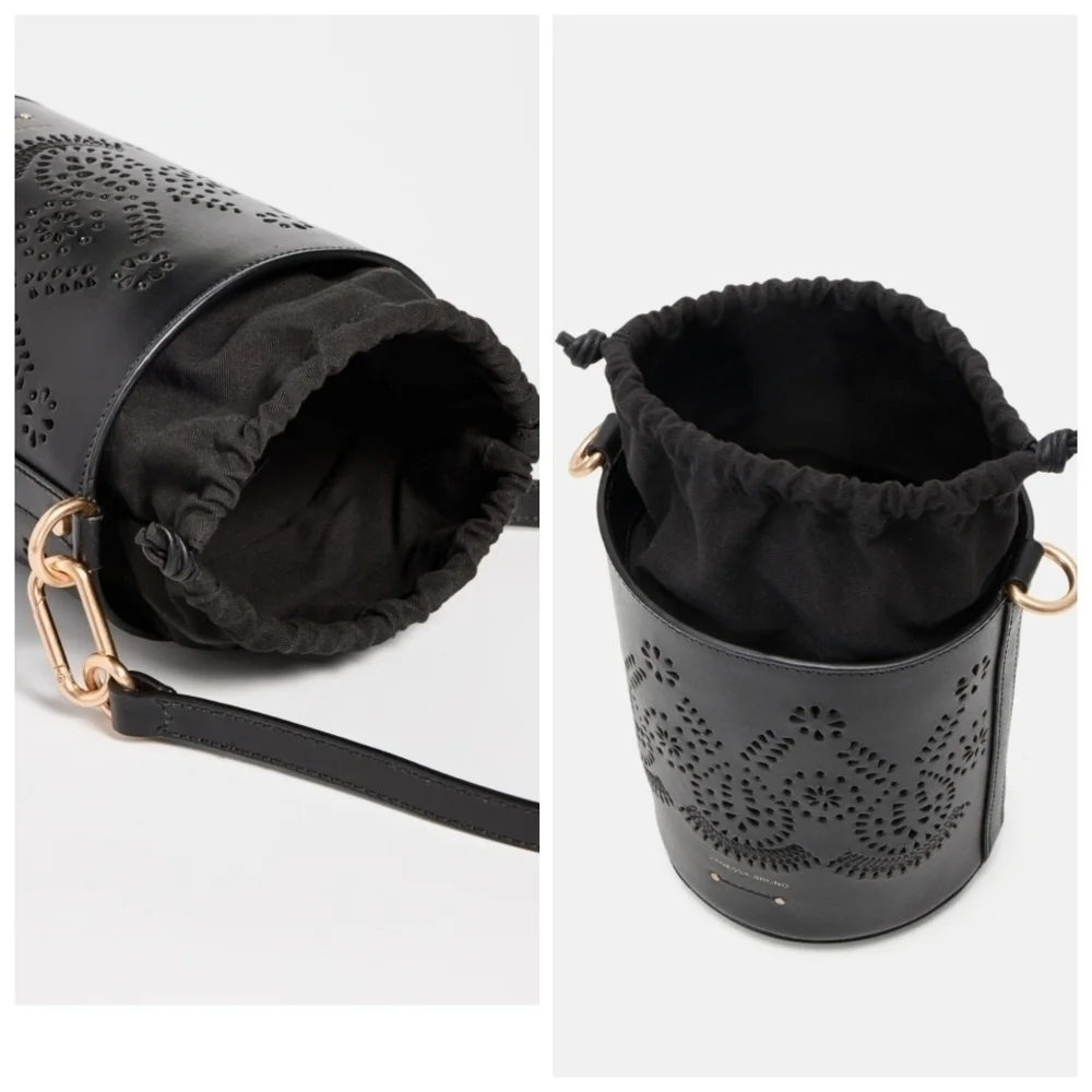 New Vanessa Bruno Holly Leather Mini Seau Limited Edition Black Bucket Handbag